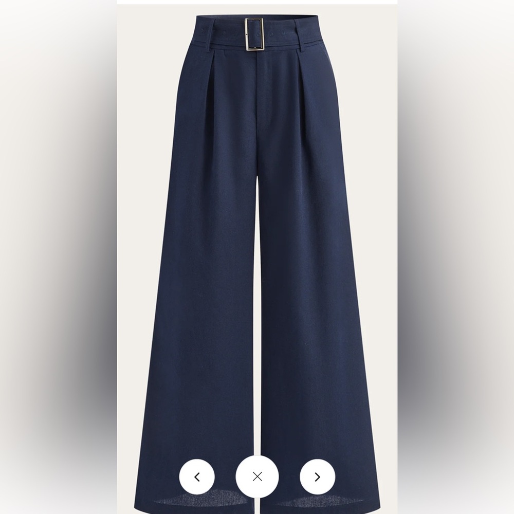 Commense Ruffled Cami Top and Wide-Leg Pants set in Blue - Size Small - Picture 2 of 10